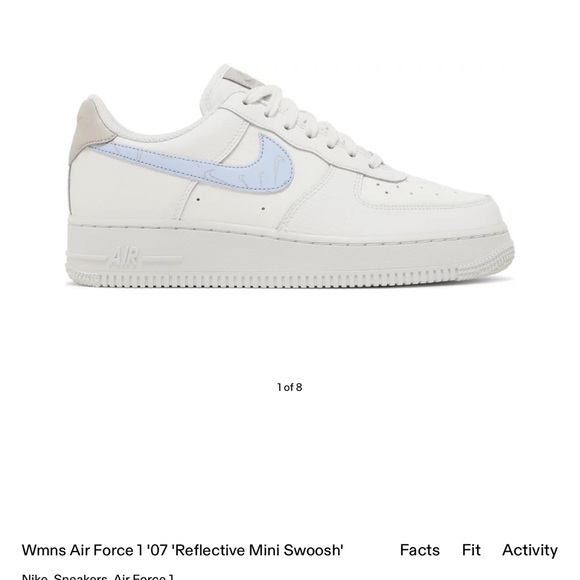 Nike Air Force 1 | Reflective Mini Swoosh | ‘07 | Women’s Size 9 | Light Blue | - Picture 2 of 6
